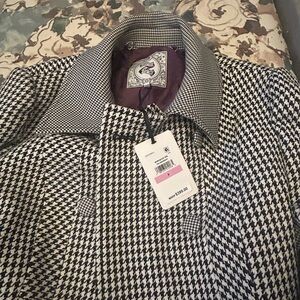 Black and White Houndstooth Coat
